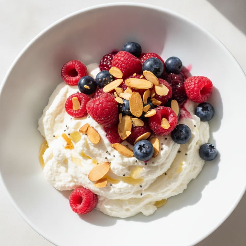 Greek Yogurt Protein Mousse with Fresh Berries