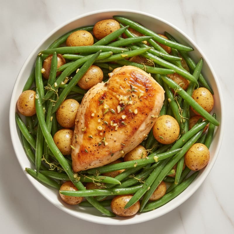 Garlic Herb Roasted Chicken and Green Beans
