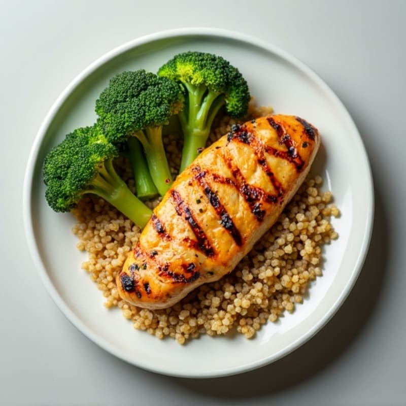 Grilled Chicken Breast with Roasted Broccoli and Quinoa