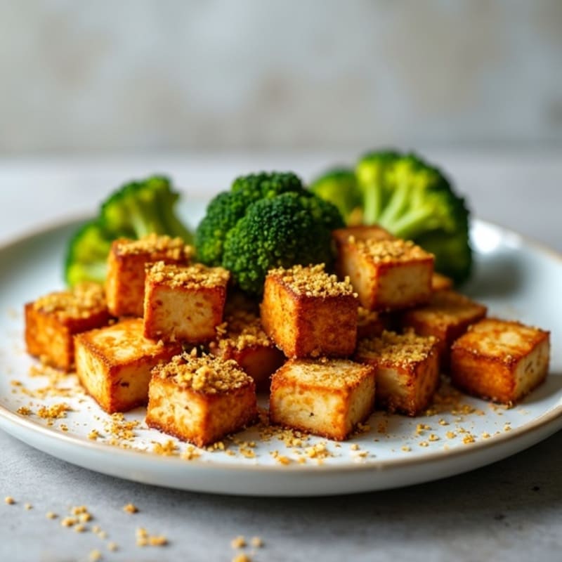 Crispy Baked Tofu with Roasted Broccoli