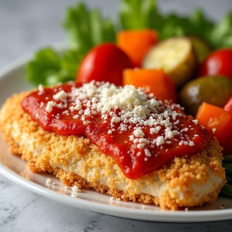 Healthy Crispy Chicken Parmesan with Roasted Vegetables