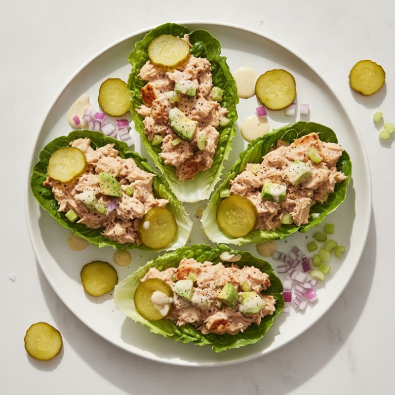 Ahi Tuna Lettuce Wraps with Pickles