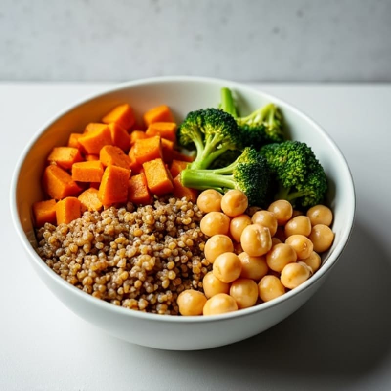 Crispy Chickpea & Roasted Sweet Potato Bowl with Creamy Tahini Dressing