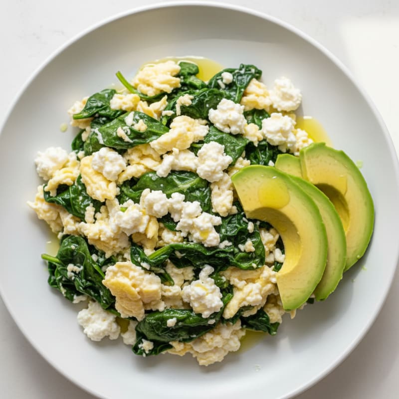 Egg White Spinach Scramble with Cottage Cheese