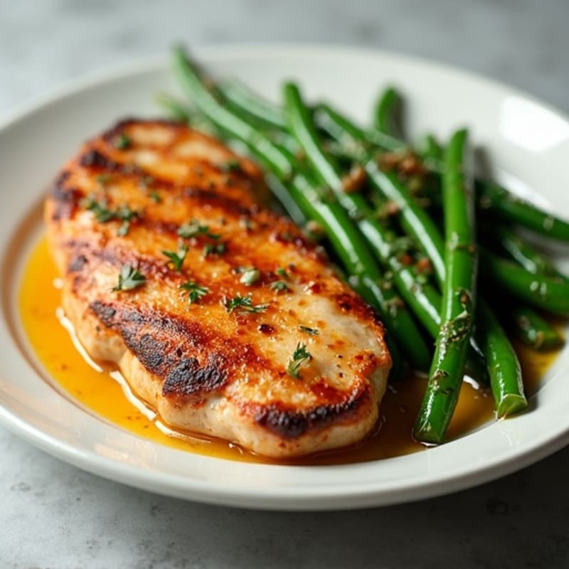 Seared Turkey Breast with Roasted Sweet Potato and Green Beans
