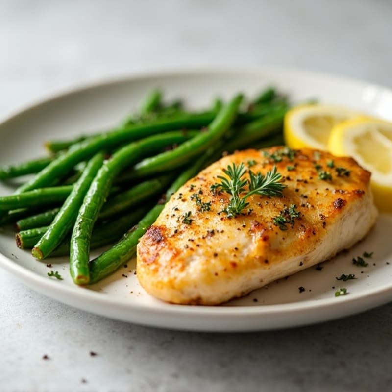 Lemon-Herb Roasted Chicken Breast with Crispy Green Beans