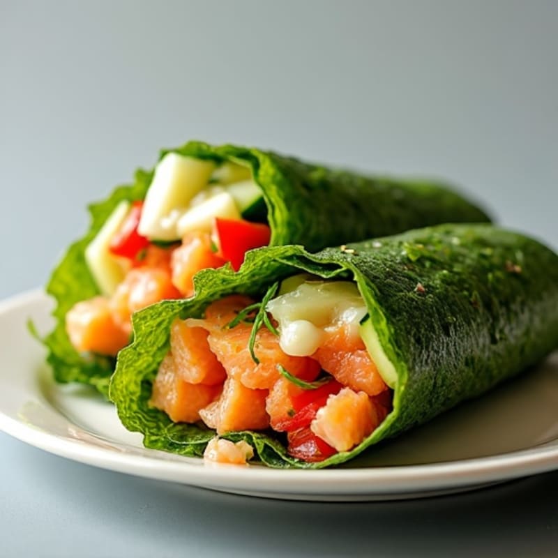 Fresh Salmon and Crispy Vegetable Seaweed Wraps