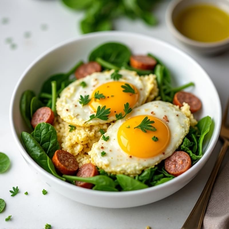 Egg White Scramble with Spinach and Turkey Sausage