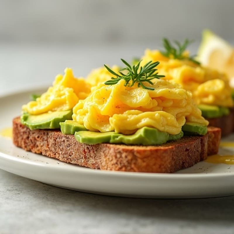 Creamy Scrambled Eggs with Avocado Toast