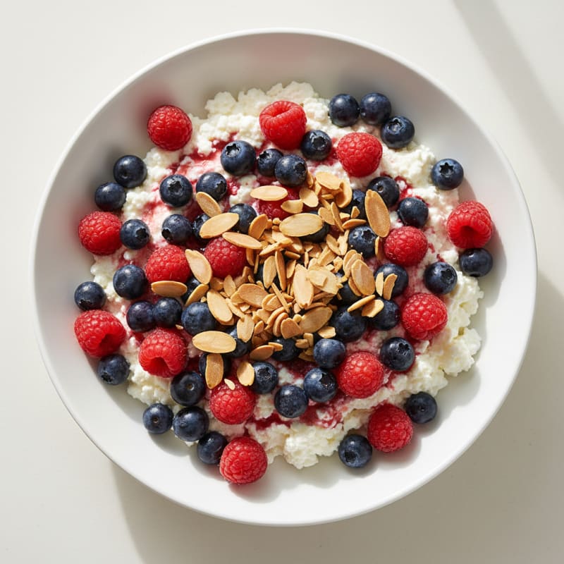 Cottage Cheese Berry Bowl with Almonds