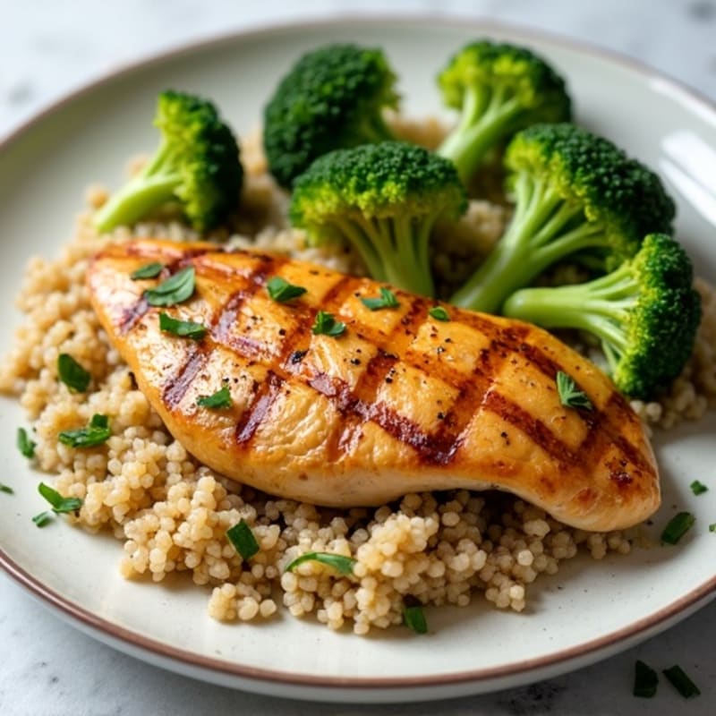 Grilled Chicken Breast with Quinoa and Steamed Broccoli