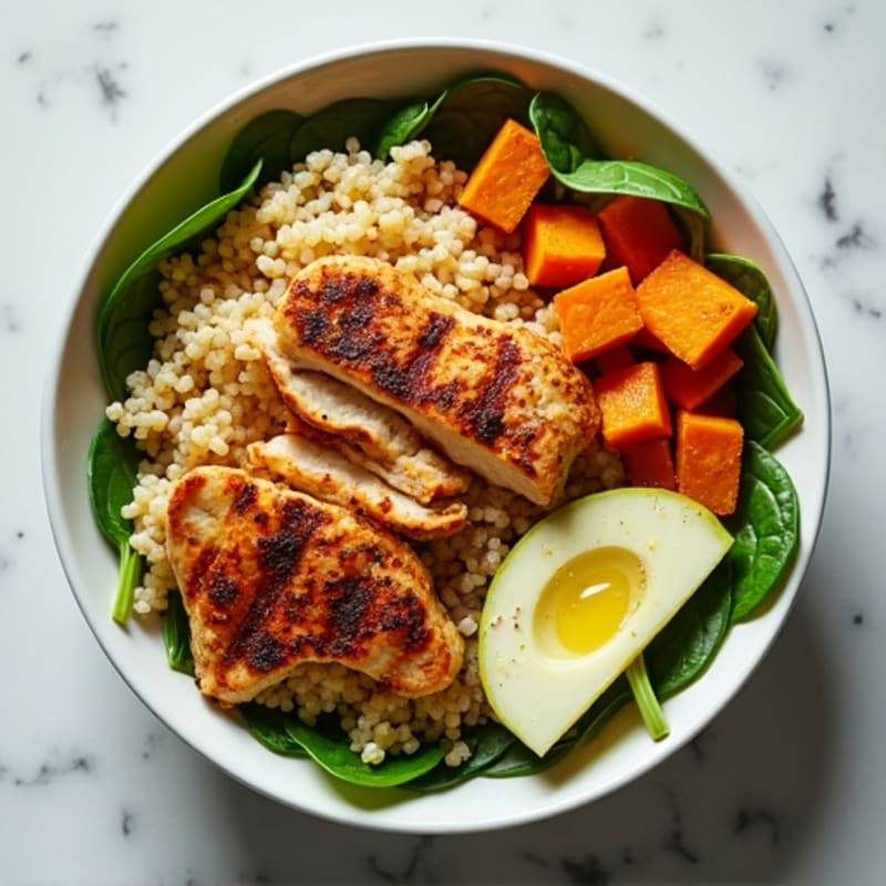 Lean Protein Power Bowl with Quinoa and Roasted Sweet Potato
