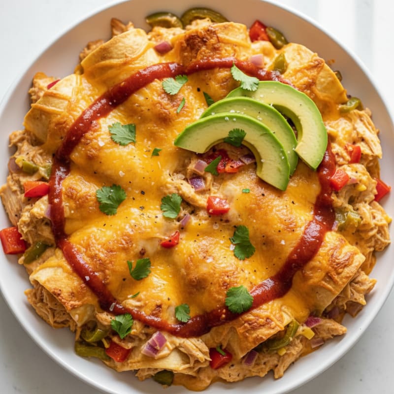 Creamy Chicken Enchilada Bake