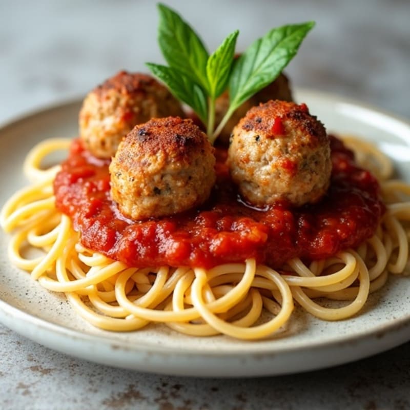 Tender Lean Turkey Meatballs with Whole Wheat Spaghetti and Zesty Marinara