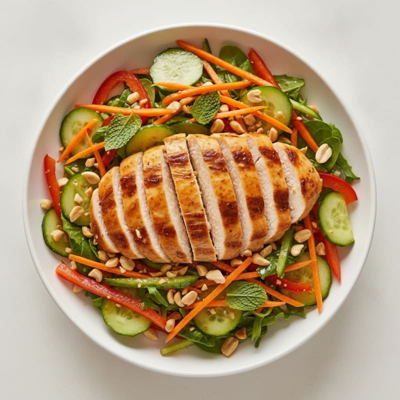 Grilled Lemongrass Chicken Salad with Crunchy Vegetables