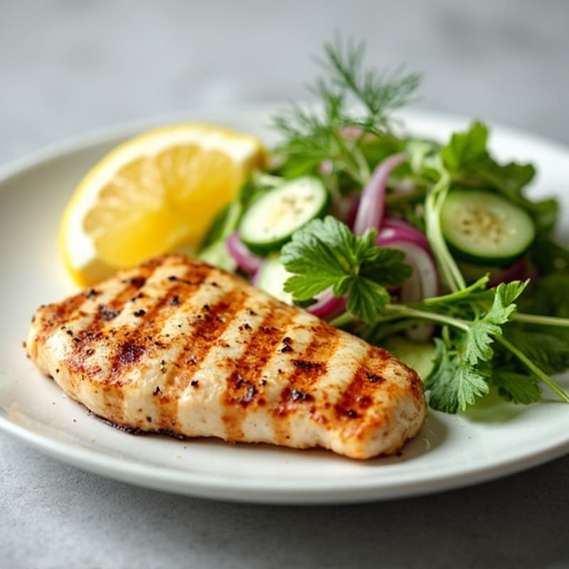 Grilled Chicken Breast with Cucumber Salad
