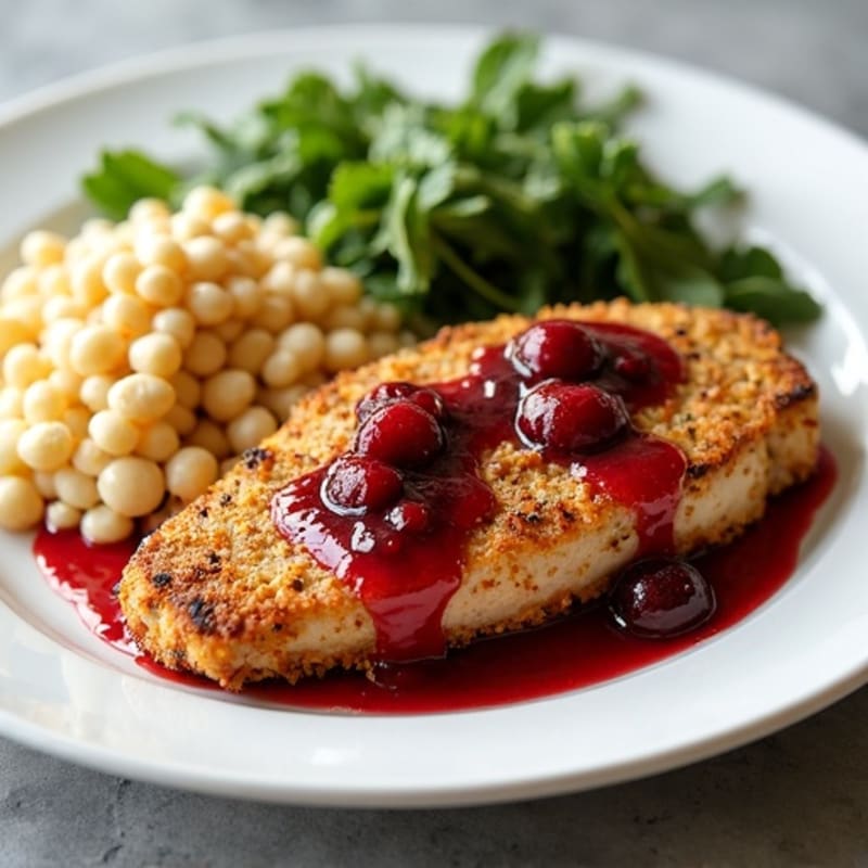 Peanut Crusted Chicken with Sweet Cherry Sauce