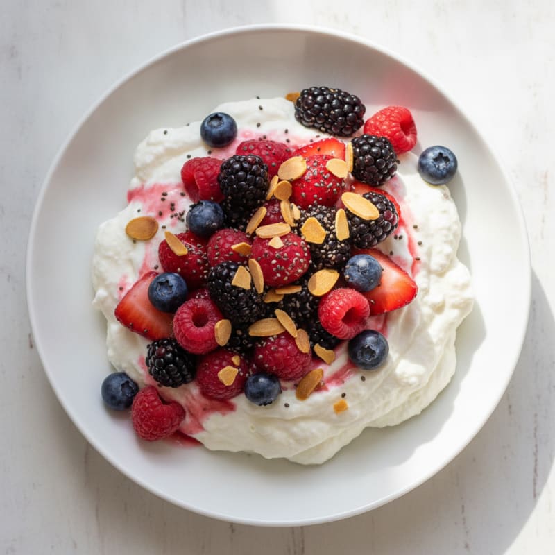 Greek Yogurt Protein Mousse with Mixed Berries