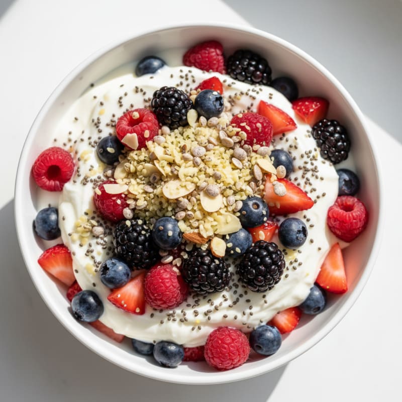 Creamy Greek Yogurt Parfait with Mixed Berries and Chia Seeds