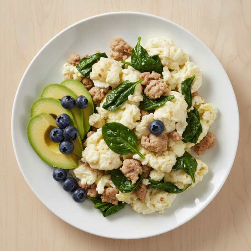 Egg White and Turkey Sausage Scramble with Spinach