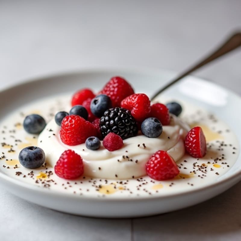 Silky Greek Yogurt Protein Pudding with Mixed Berries