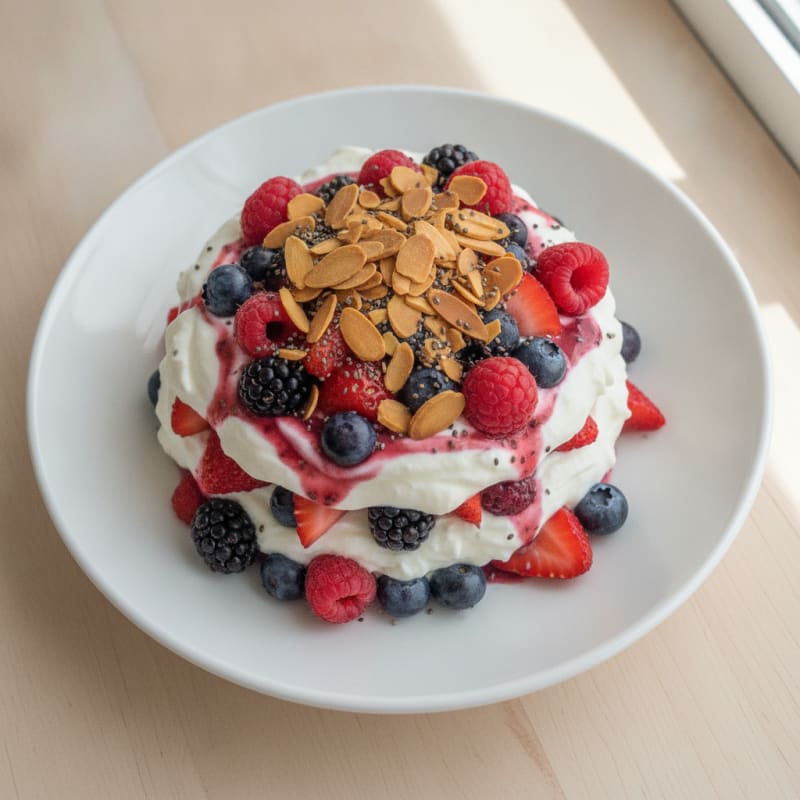Greek Yogurt Protein Parfait with Mixed Berries