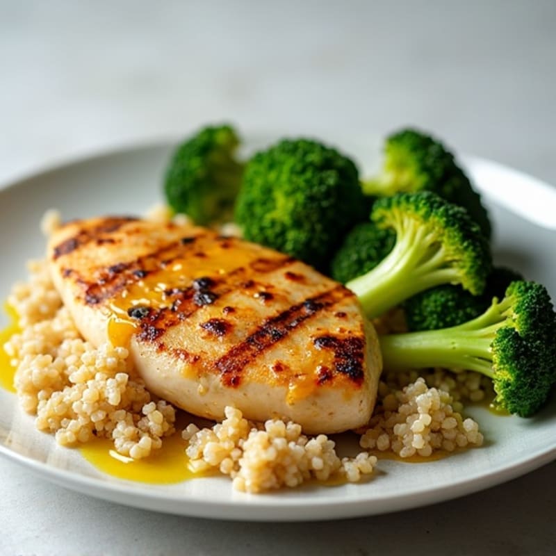 Grilled Chicken Breast with Quinoa and Steamed Broccoli