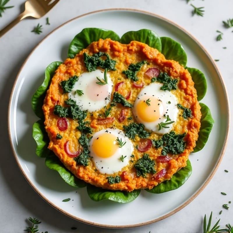 Herb-Roasted Sweet Potato and Spinach Frittata