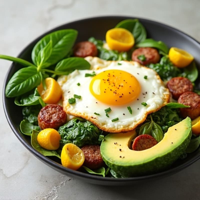 Egg White and Spinach Scramble with Turkey Sausage