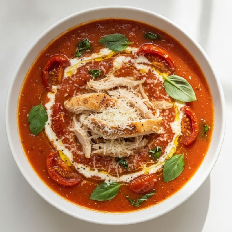 Roasted Tomato Basil Soup with Parmesan