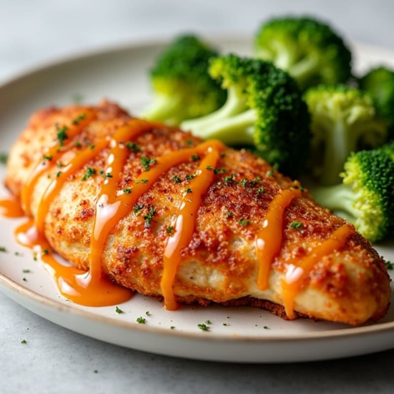 Crispy Baked Chicken with Sweet and Spicy Orange-Ginger Glaze and Steamed Broccoli