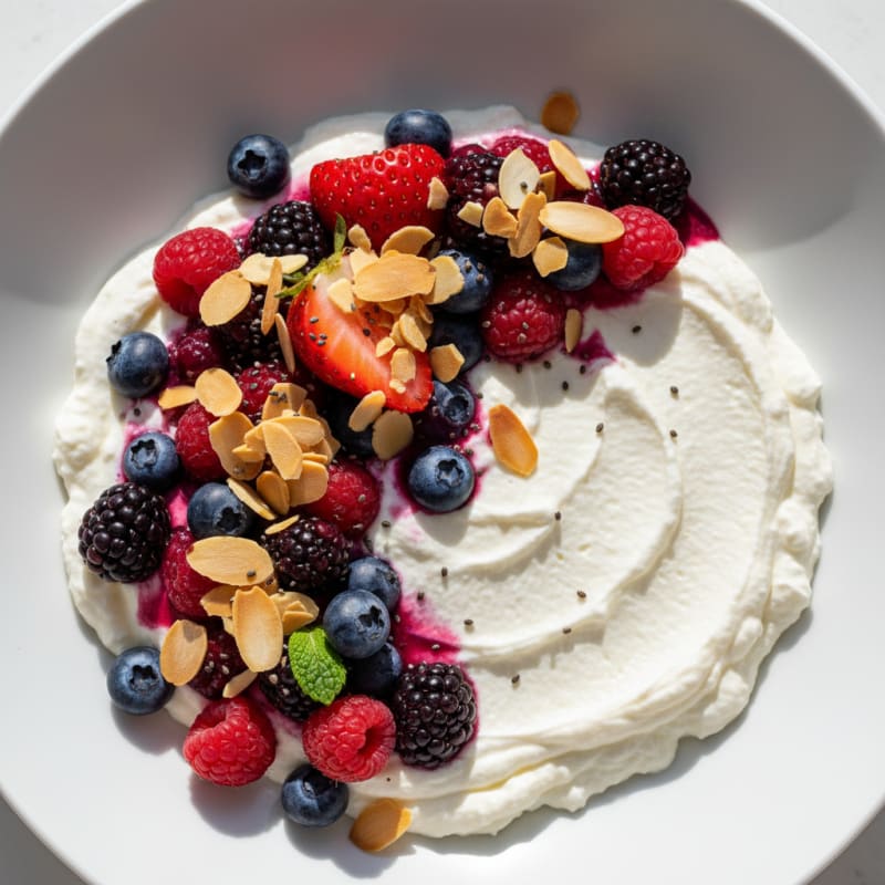 Silky Greek Yogurt Protein Pudding with Mixed Berries