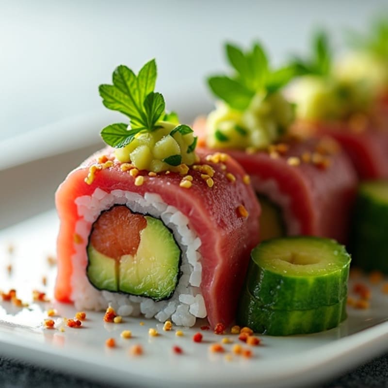Fresh Tuna Avocado Roll with Cucumber Crunch