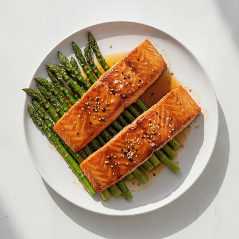 Teriyaki Glazed Salmon with Roasted Asparagus