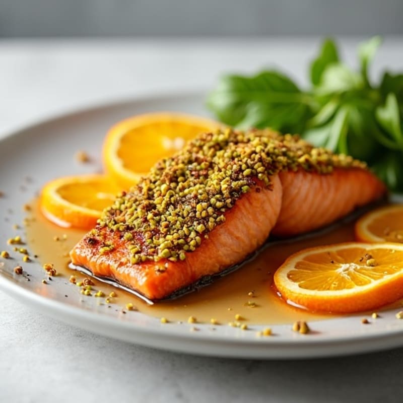 Crispy Pistachio-Crusted Salmon with Citrus-Ginger Glaze