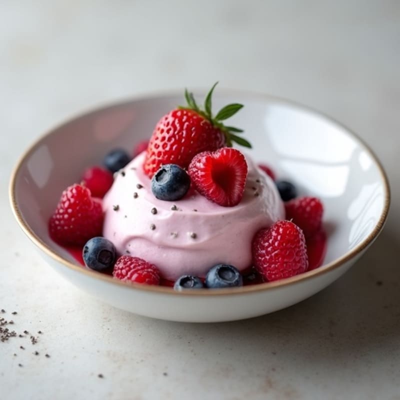 Silky Greek Yogurt Protein Mousse with Mixed Berries