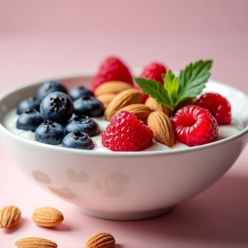 Creamy Berry Protein Yogurt Bowl with Crunchy Almonds