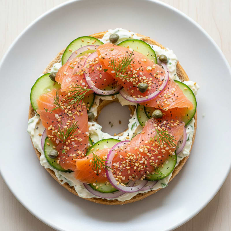 Creamy Smoked Salmon Everything Bagel