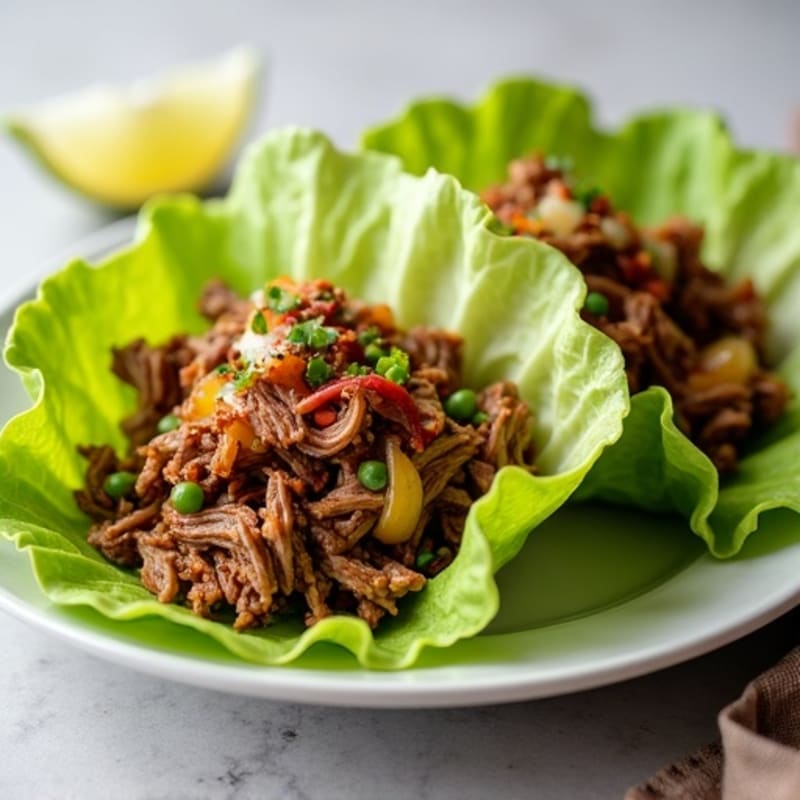 Tender Spicy Shredded Beef Lettuce Wraps