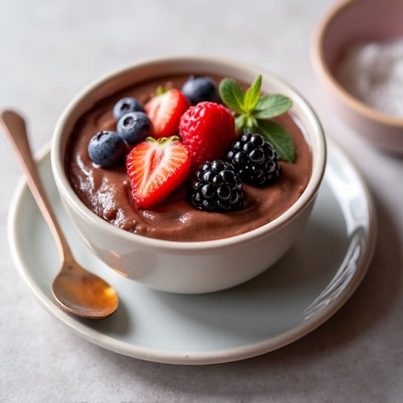 Silky Chocolate Protein Pudding with Mixed Berries