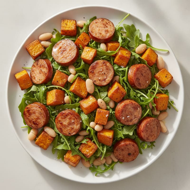 Sausage and Sweet Potato Salad with Great Northern Beans