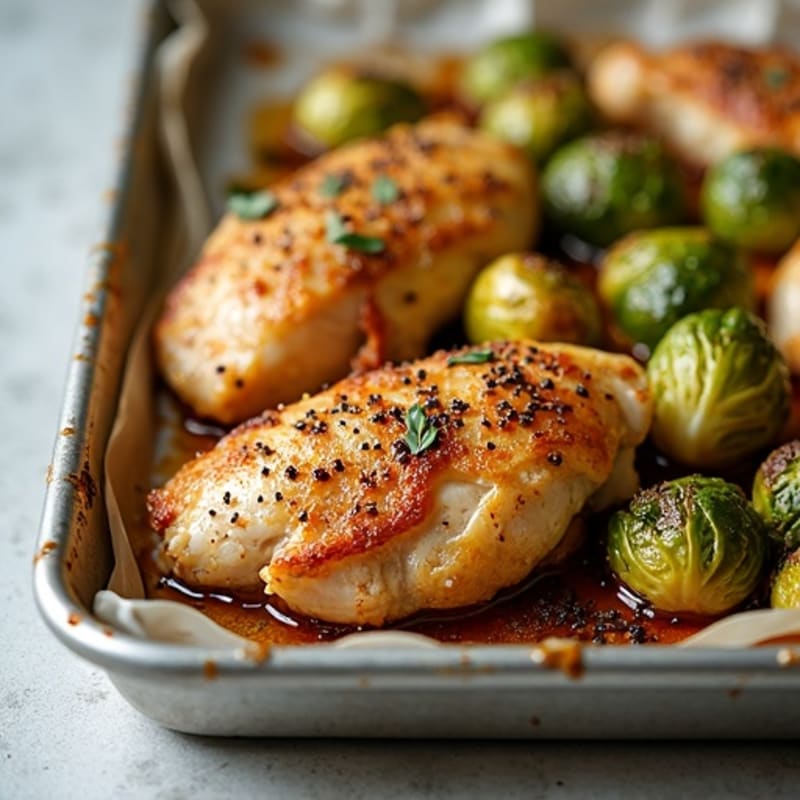 Sheet Pan Roasted Chicken with Crispy Brussels Sprouts
