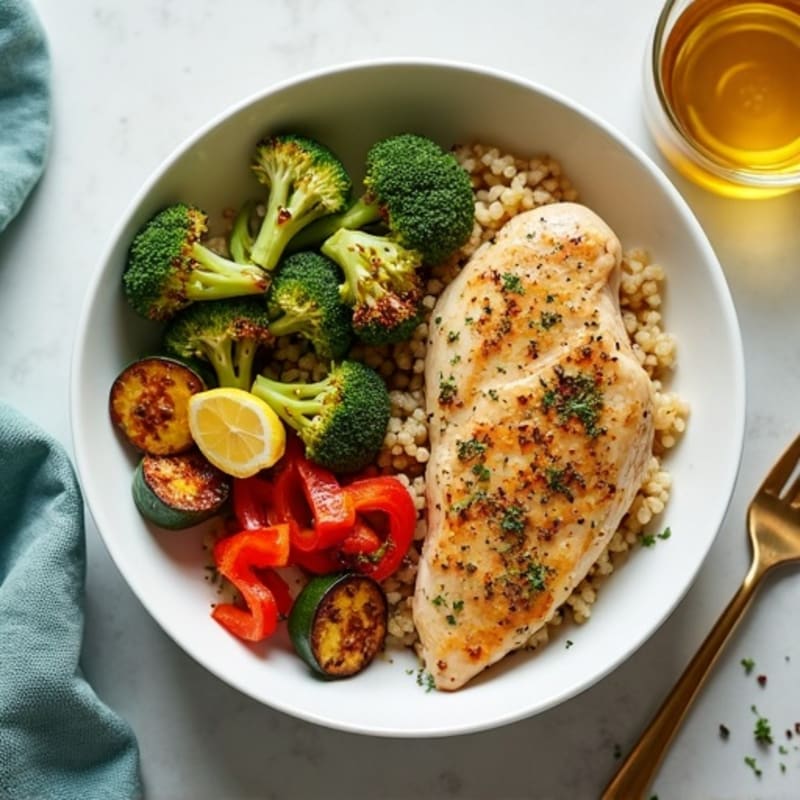 Sheet Pan Lemon Herb Chicken and Roasted Veggie Bowls