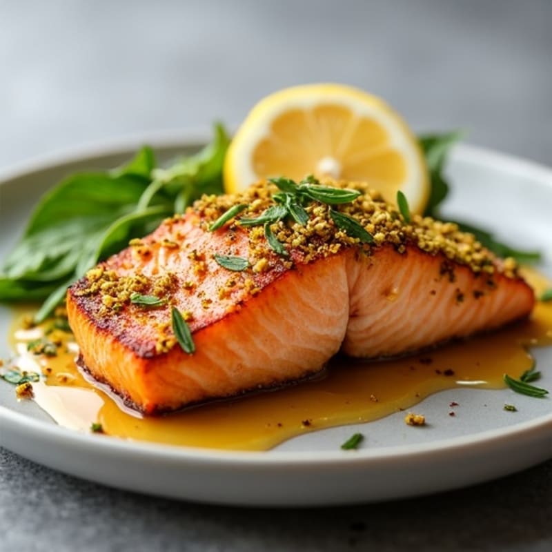 Crispy Pistachio-Crusted Salmon with Honey-Miso Glaze