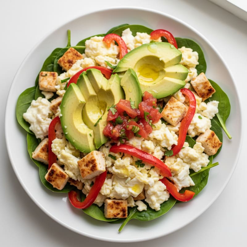 Egg White Scramble with Chicken Breast and Avocado