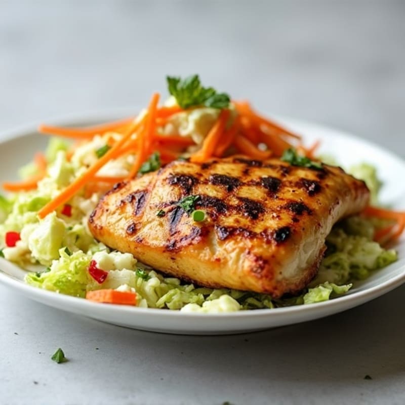 Grilled Chicken Breast with Crunchy Cabbage Slaw