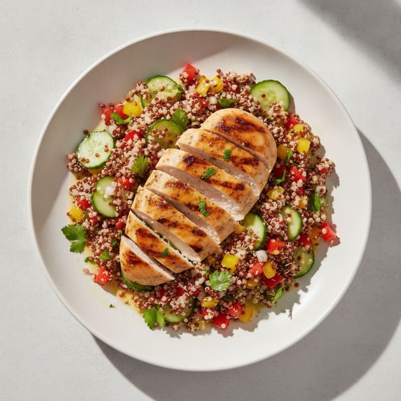 Grilled Chicken Breast with Crunchy Quinoa Salad