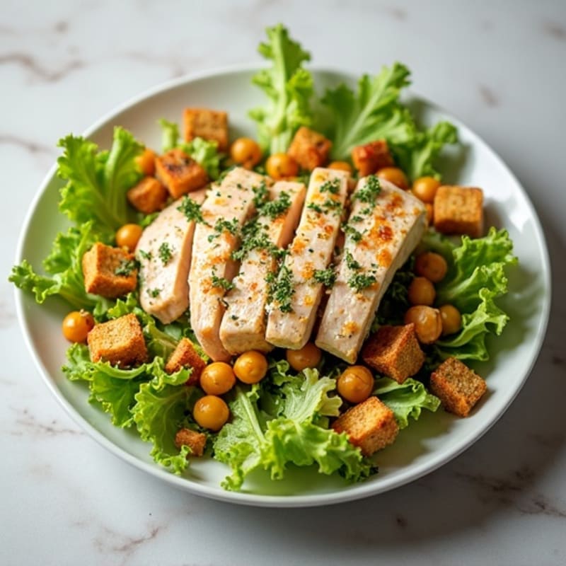 Herb-Grilled Chicken Caesar with Crispy Chickpea Croutons