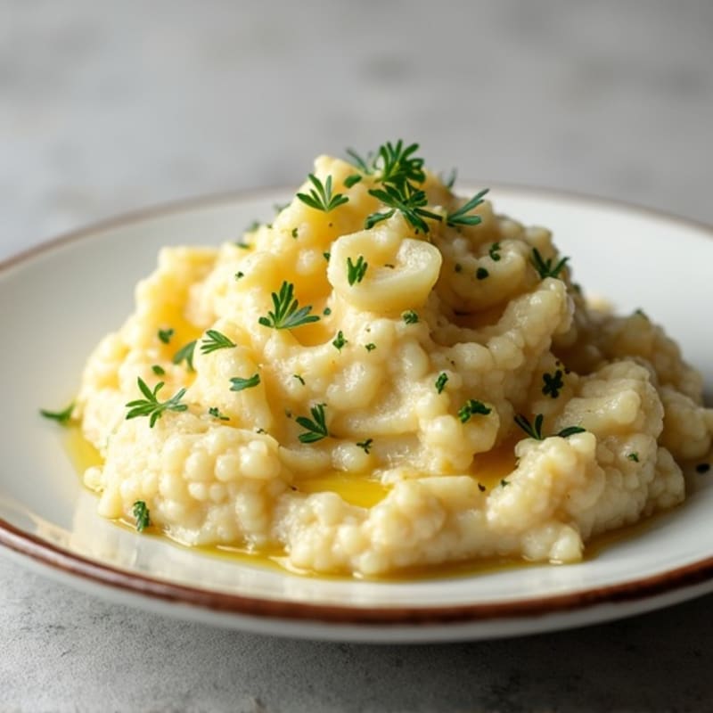 Creamy Cauliflower-Potato Mash with Roasted Garlic