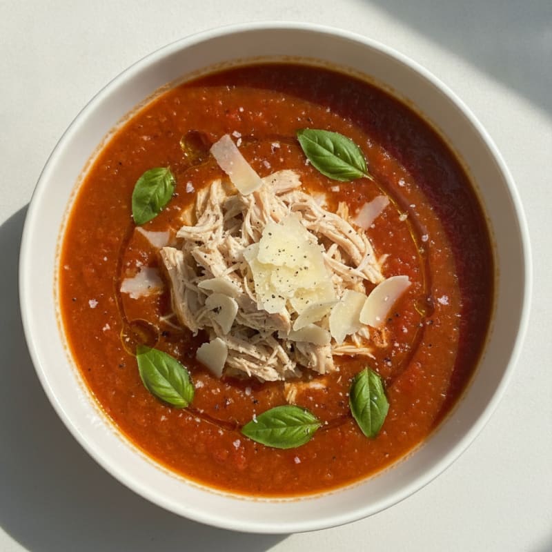 Roasted Tomato Basil Soup with Parmesan